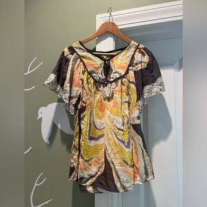 Anthro Postella top L - Cotton & Silk
